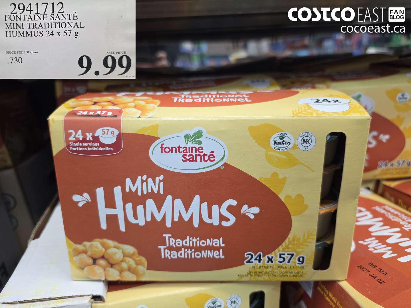 2941712 FONTAINE SANTÉ MINI TRADITIONAL HUMMUS 24 X 57 G $9.99