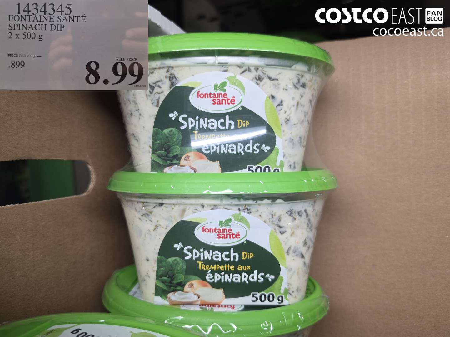 1434345 FONTAINE SANTÉ SPINACH DIP 2 X 500 G $8.99