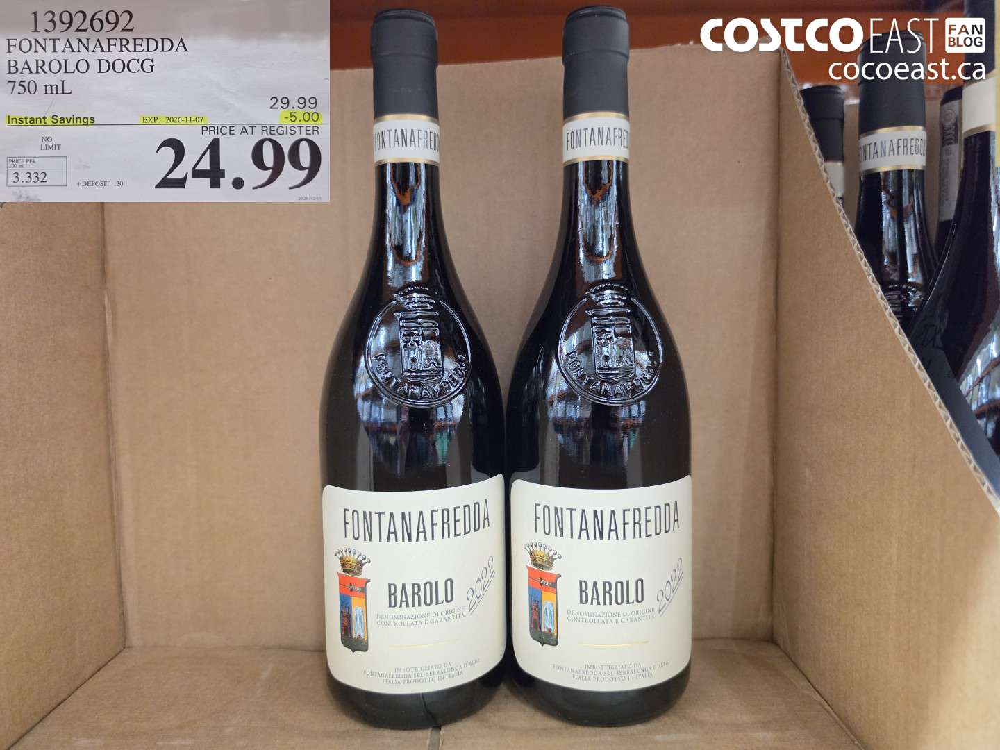 1392692 FONTANAFREDDA BAROLO DOCG 750 ML ($5.00 INSTANT SAVINGS EXPIRES ON 2026-11-07) $24.99
