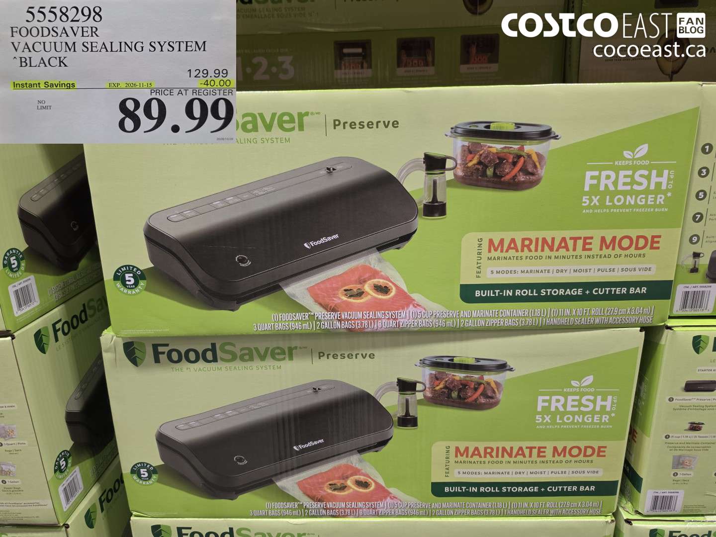5558298 FOODSAVER VACUUM SEALING SYSTEM BLACK ($40.00 INSTANT SAVINGS EXPIRES ON 2026-11-15) $89.99