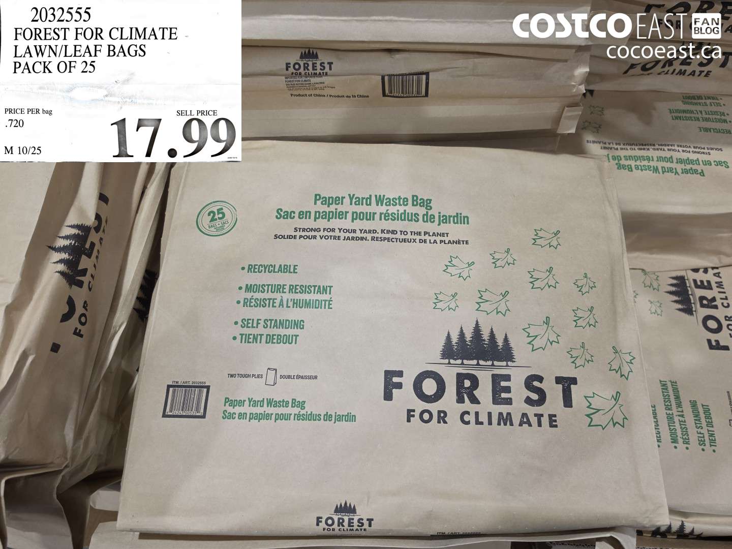2032555 FOREST FOR CLIMATE LAWN/LEAF BAGS PACK OF 25 $17.99