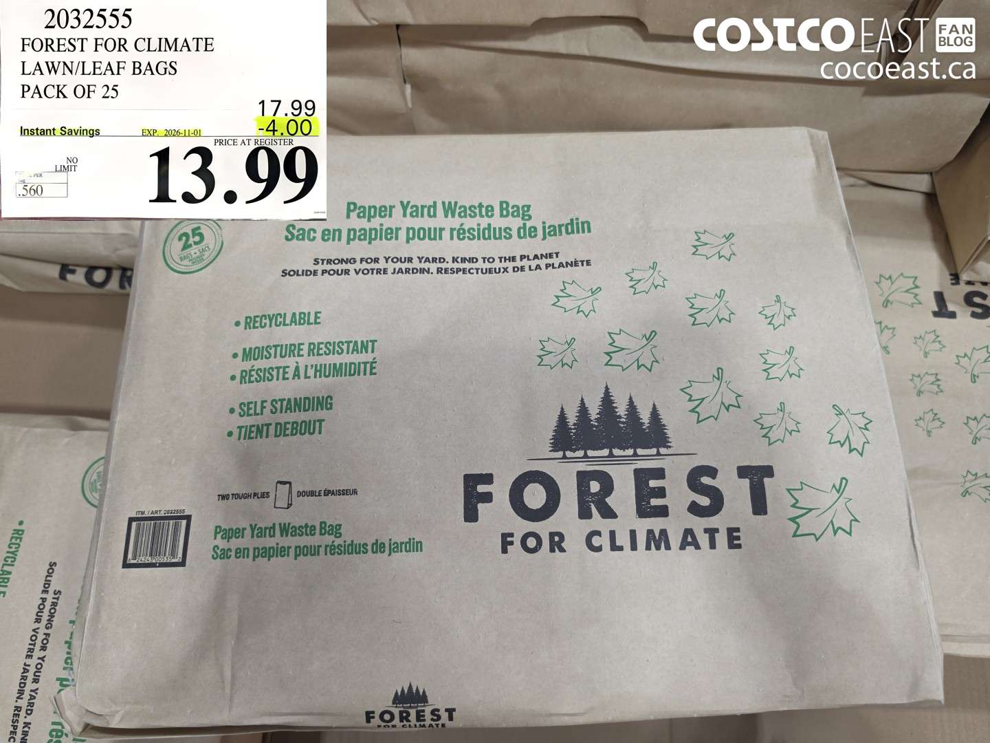 2032555 FOREST FOR CLIMATE LAWN/LEAF BAGS PACK OF 25 ($4.00 INSTANT SAVINGS EXPIRES ON 2026-11-01) $13.99