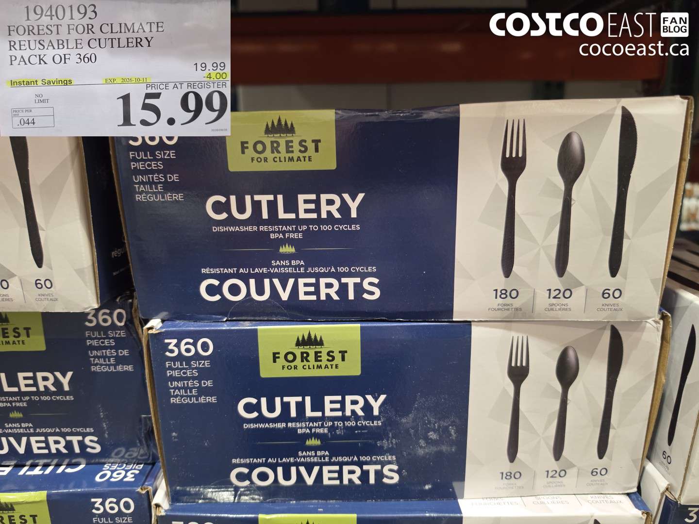1940193 FOREST FOR CLIMATE REUSABLE CUTLERY PACK OF 360 ($4.00 INSTANT SAVINGS EXPIRES ON 2026-10-11) $15.99