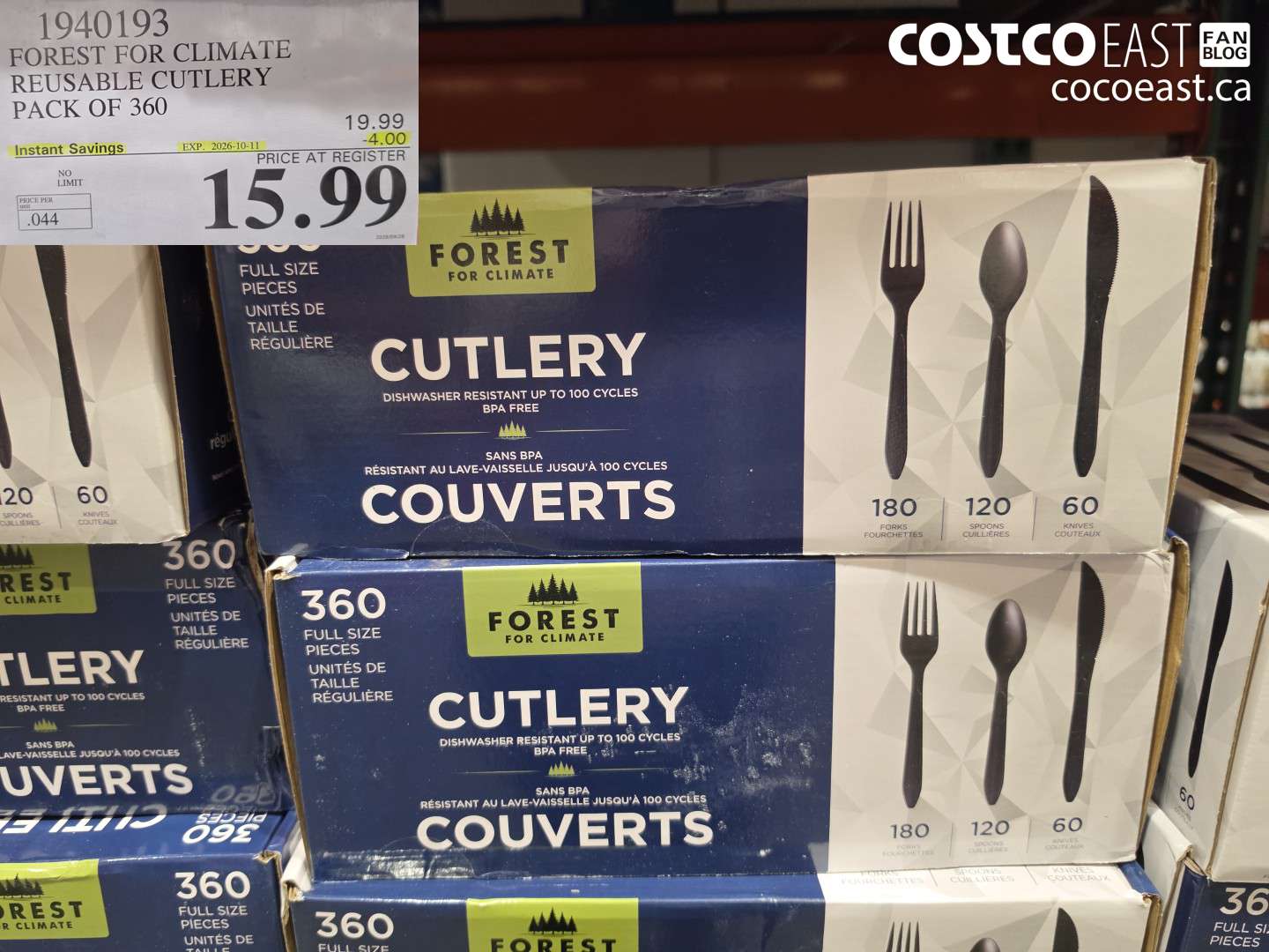 1940193 FOREST FOR CLIMATE REUSABLE CUTLERY PACK OF 360 ($4.00 INSTANT SAVINGS EXPIRES ON 2026-10-11) $15.99