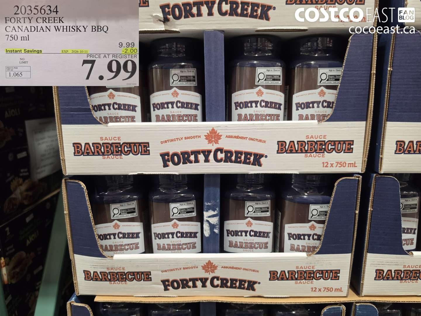 2035634 FORTY CREEK CANADIAN WHISKY BBQ 750 ML ($2.00 INSTANT SAVINGS EXPIRES ON 2026-10-11) $7.99