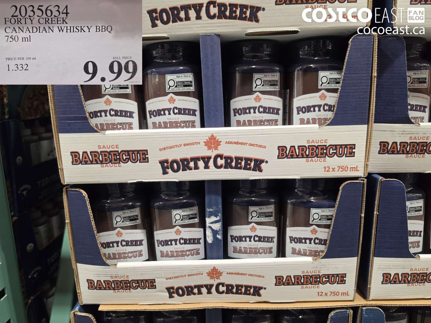 2035634 FORTY CREEK CANADIAN WHISKY BBQ 750 ML $9.99