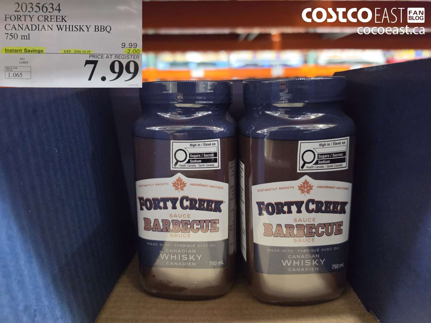 2035634 FORTY CREEK CANADIAN WHISKY BBQ 750 ML ($2.00 INSTANT SAVINGS EXPIRES ON 2026-10-25) $7.99