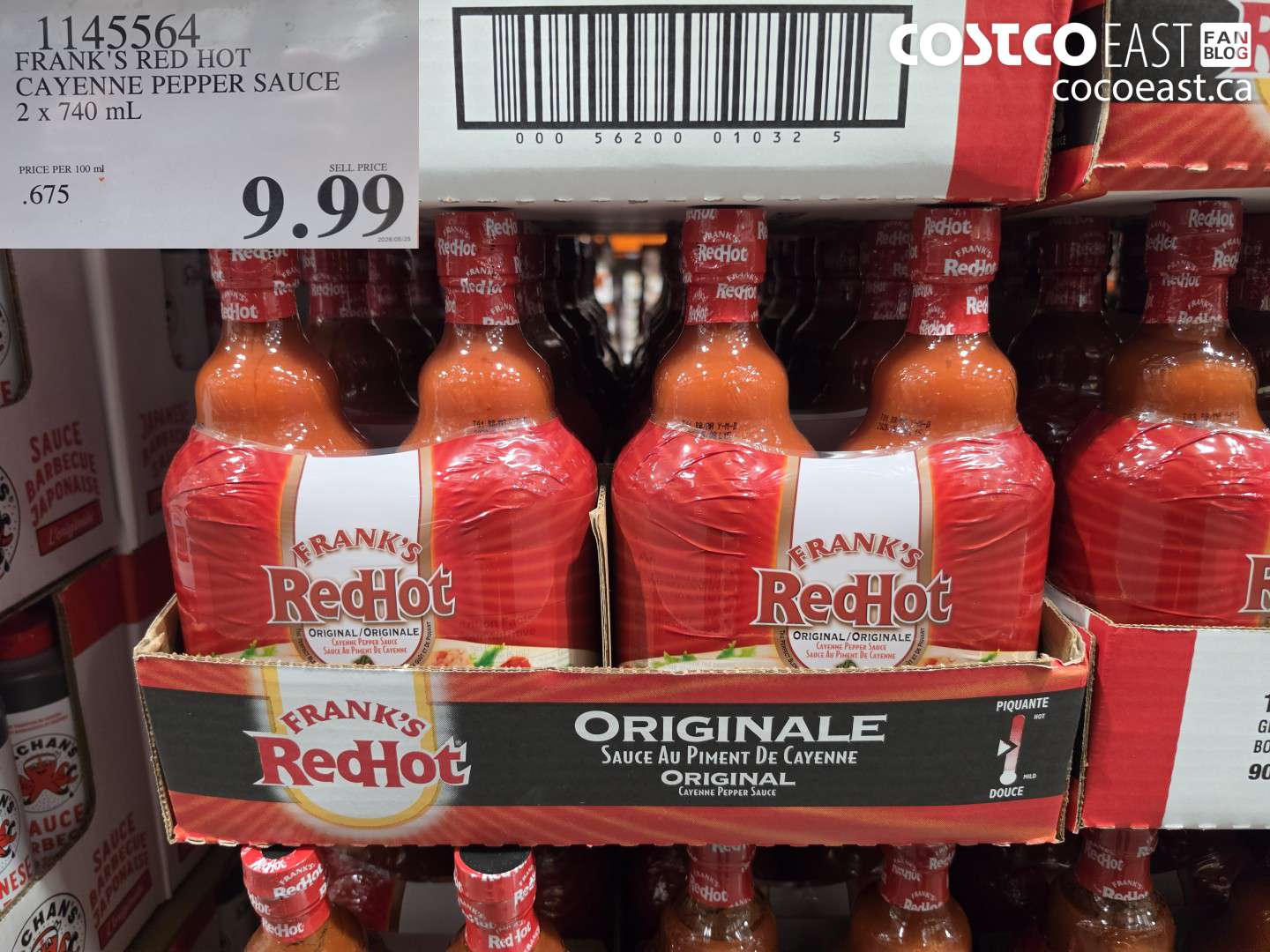 1145564 FRANK'S RED HOT CAYENNE PEPPER SAUCE 2 X 740 ML $9.99