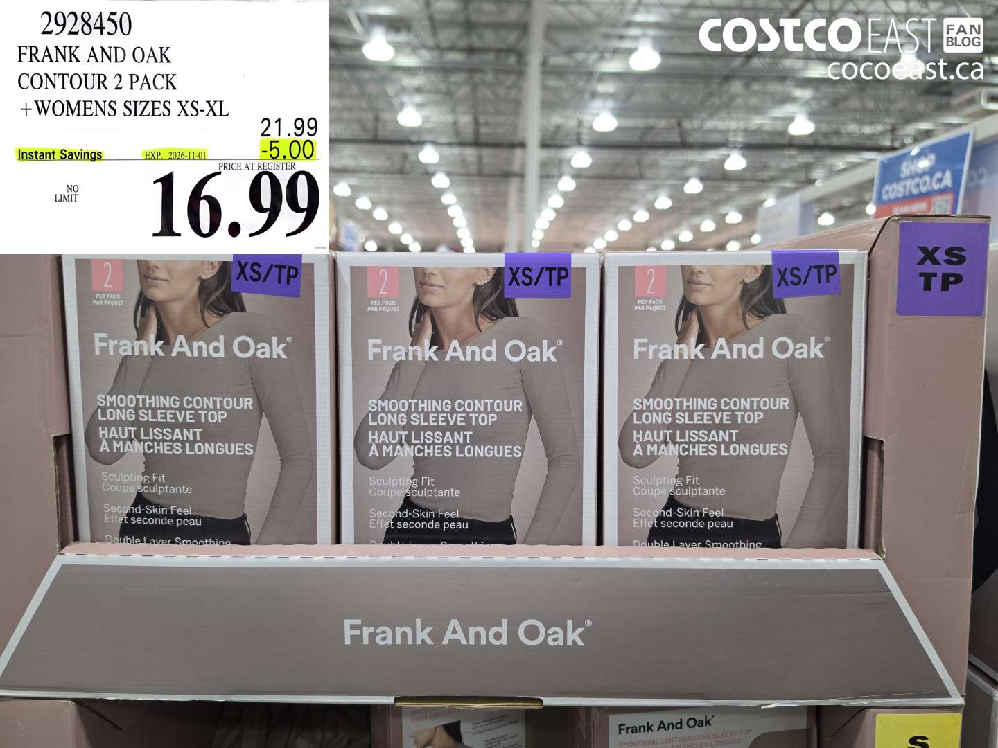 2928450 FRANK AND OAK CONTOUR 2 PACK + WOMENS SIZES XS-XL ($5.00 INSTANT SAVINGS EXPIRES ON 2026-11-01) $16.99