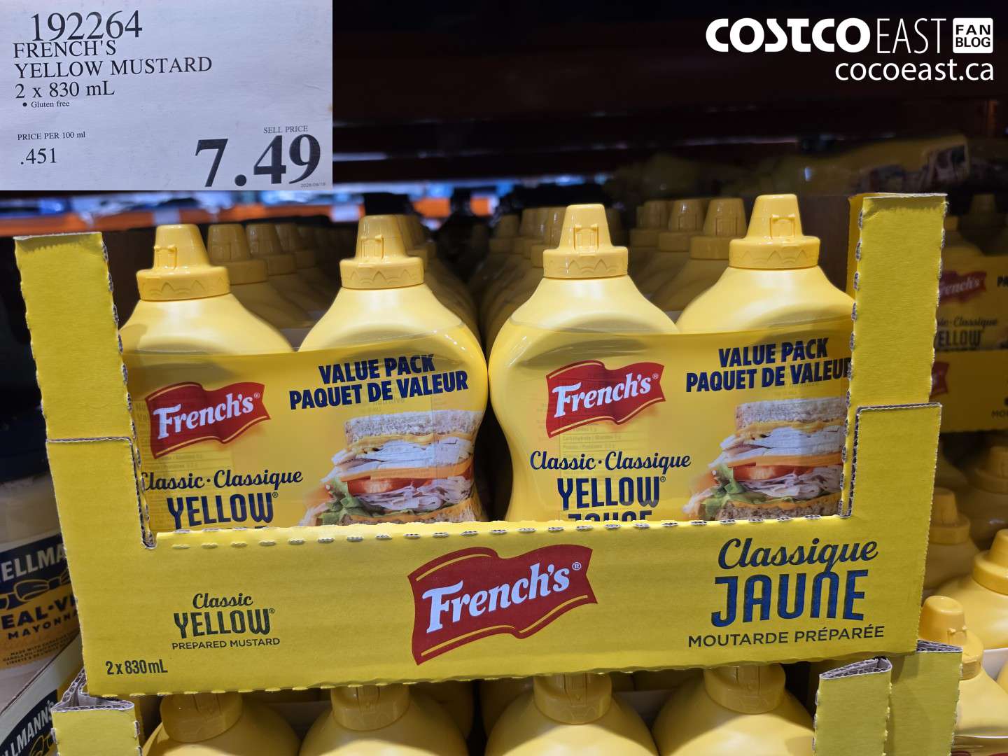 192264 FRENCH'S YELLOW MUSTARD 2 X 830 ML $7.49