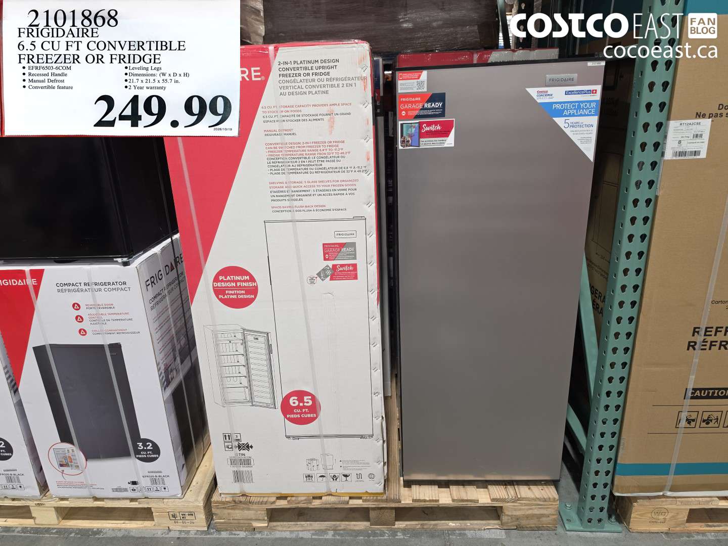 2101868 FRIGIDAIRE 6.5 CU FT CONVERTIBLE FREEZER OR FRIDGE $249.99