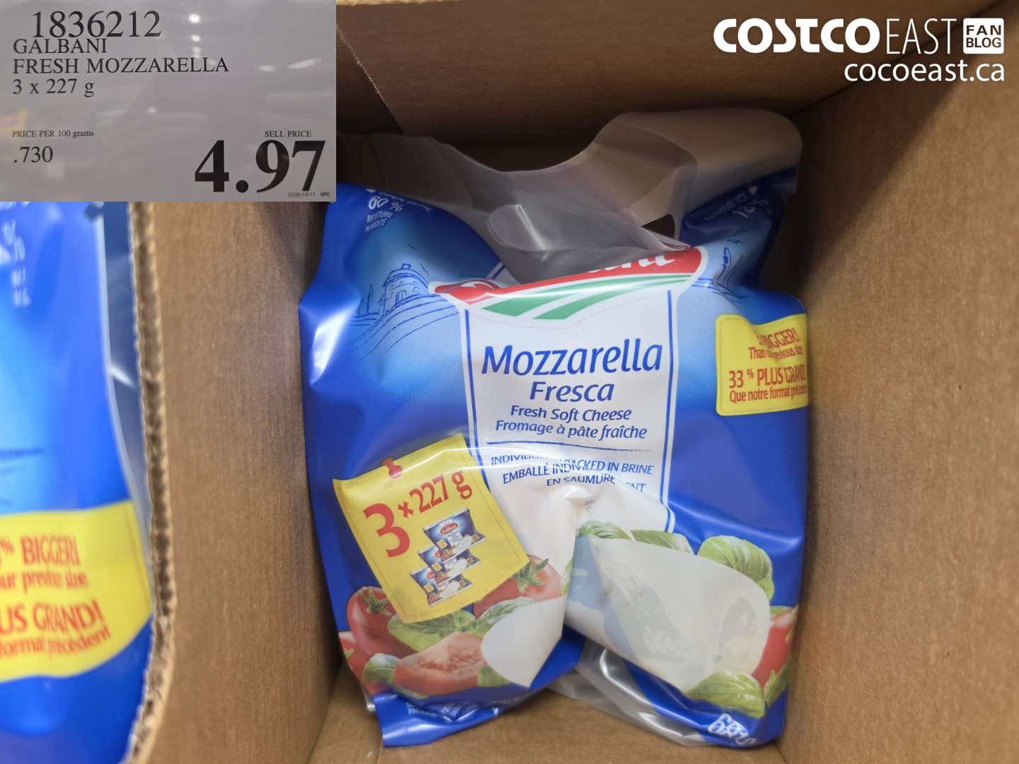 1836212 GALBANI FRESH MOZZARELLA 3 X 227 G $4.97