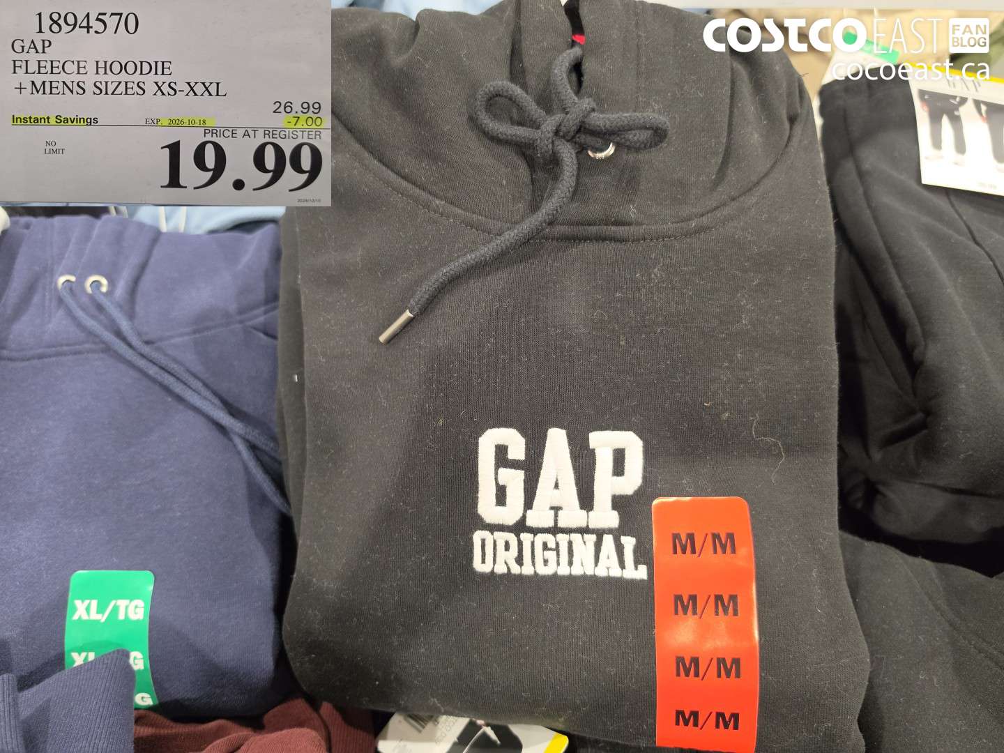 1894570 GAP FLEECE HOODIE MENS SIZES XS-XXL ($7.00 INSTANT SAVINGS EXPIRES ON 2026-10-18) $19.99