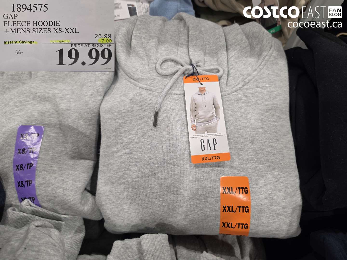 1894575 GAP FLEECE HOODIE + MENS SIZES XS-XXL ($7.00 INSTANT SAVINGS EXPIRES ON 2026-10-11) $19.99