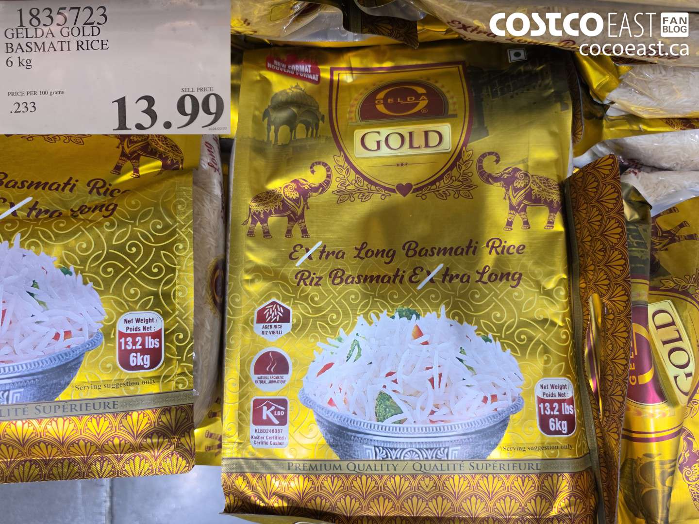 1835723 GELDA GOLD BASMATI RICE 6 KG $13.99