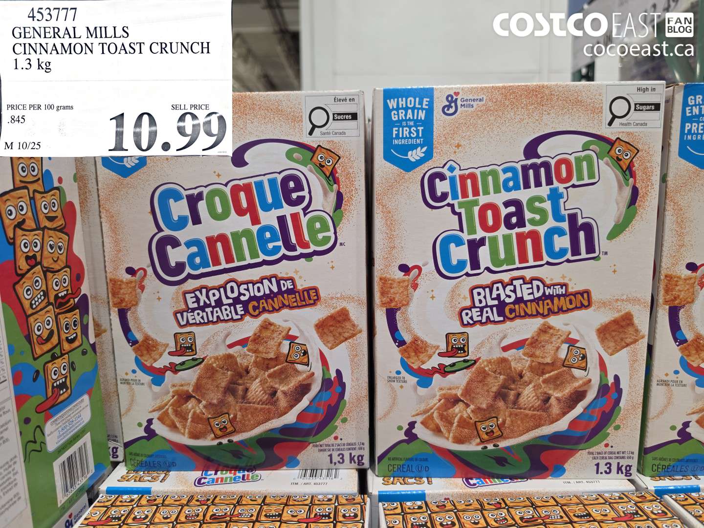 453777 GENERAL MILLS CINNAMON TOAST CRUNCH 1.3 KG $10.99