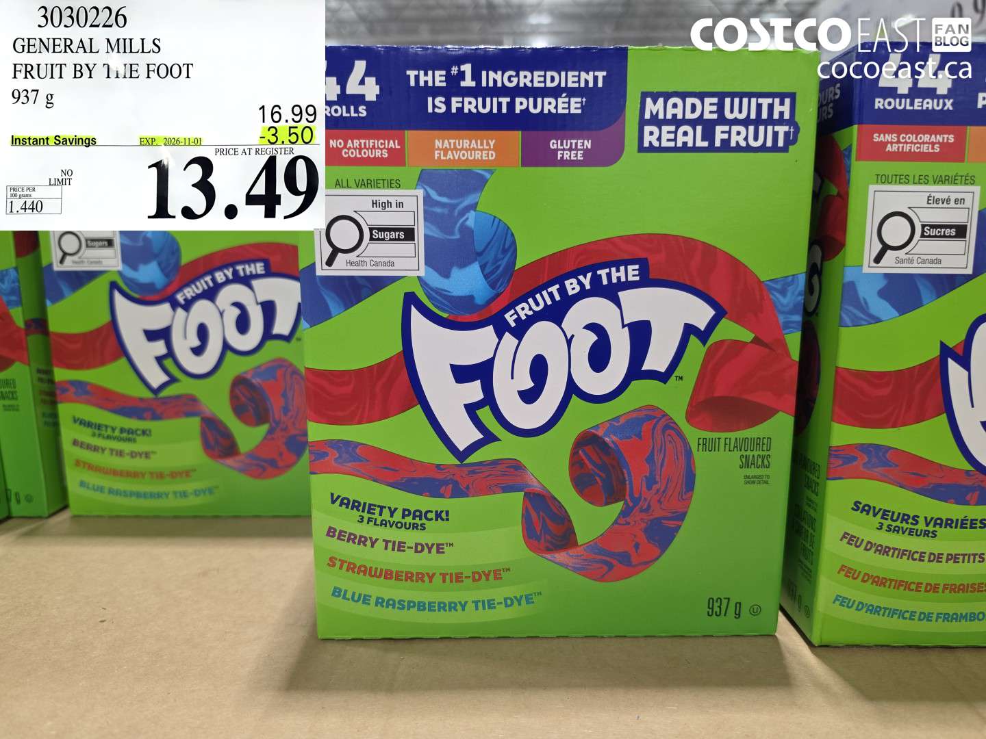 3030226 GENERAL MILLS FRUIT BY THE FOOT 937 G ($3.50 INSTANT SAVINGS EXPIRES ON 2026-11-01) $13.49