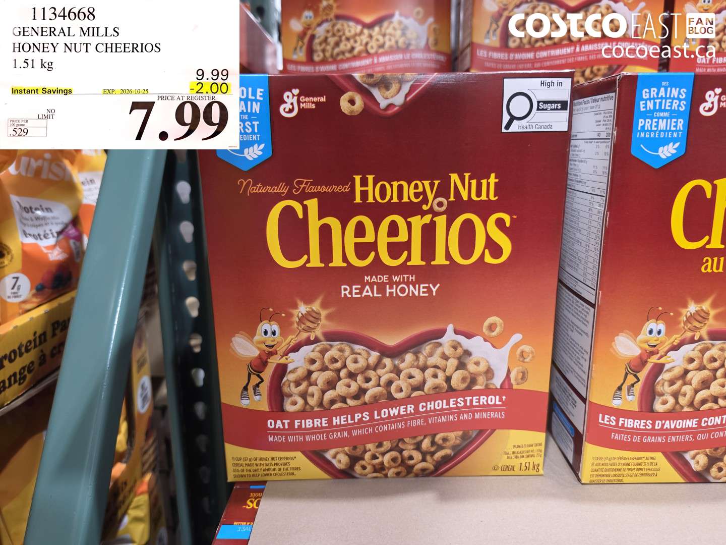 1134668 GENERAL MILLS HONEY NUT CHEERIOS 1.51 KG ($2.00 INSTANT SAVINGS EXPIRES ON 2026-10-25) $7.99