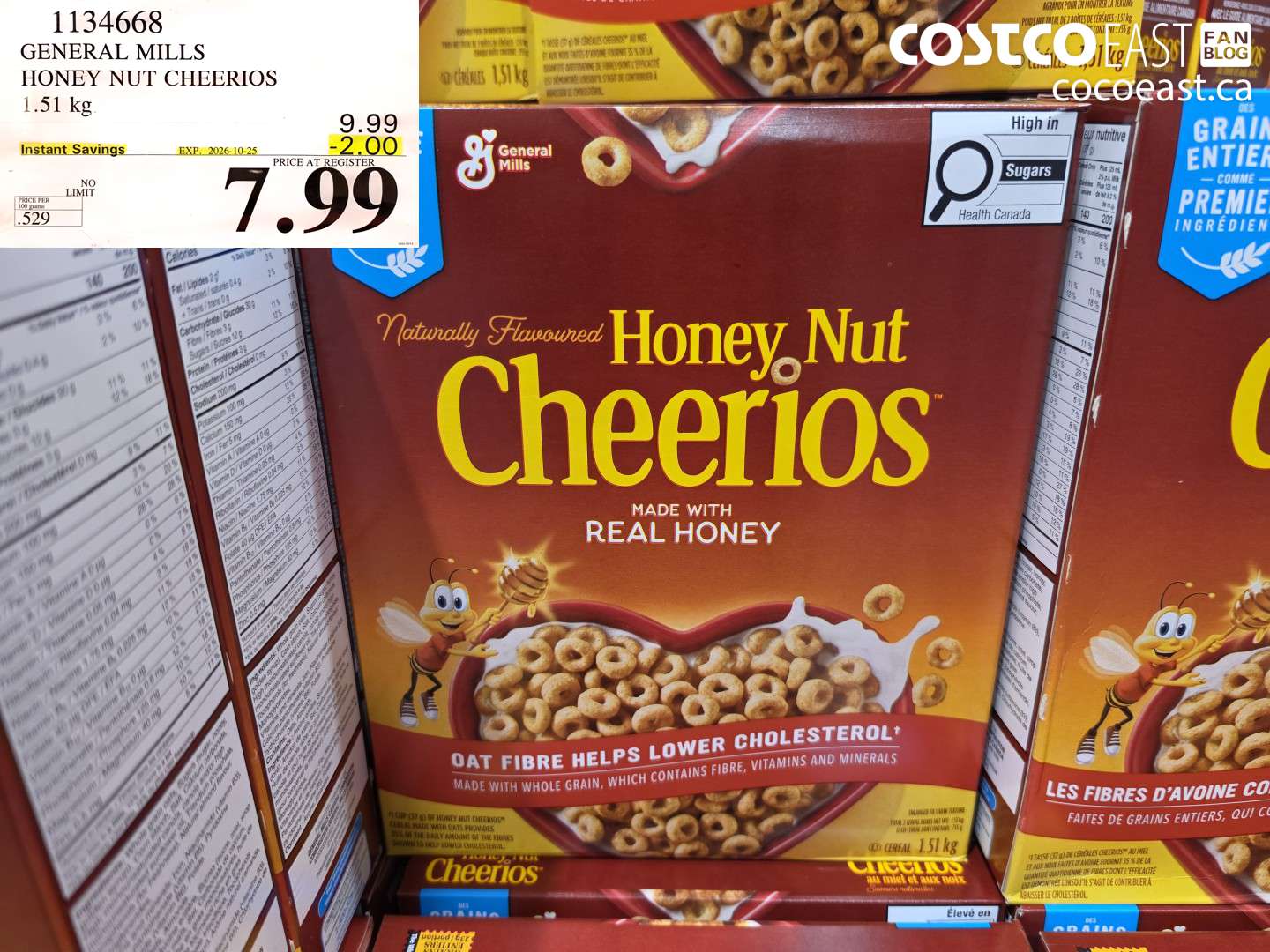 1134668 GENERAL MILLS HONEY NUT CHEERIOS 1.51 KG ($2.00 INSTANT SAVINGS EXPIRES ON 2026-10-25) $7.99