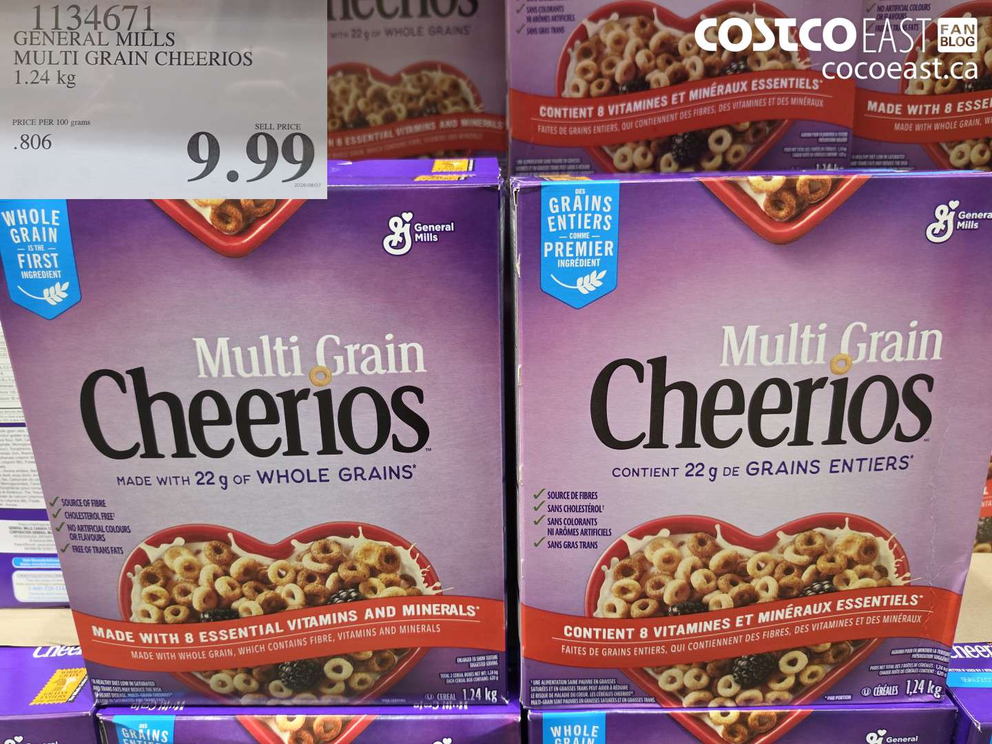 1134671 GENERAL MILLS MULTI GRAIN CHEERIOS 1.24 KG $9.99