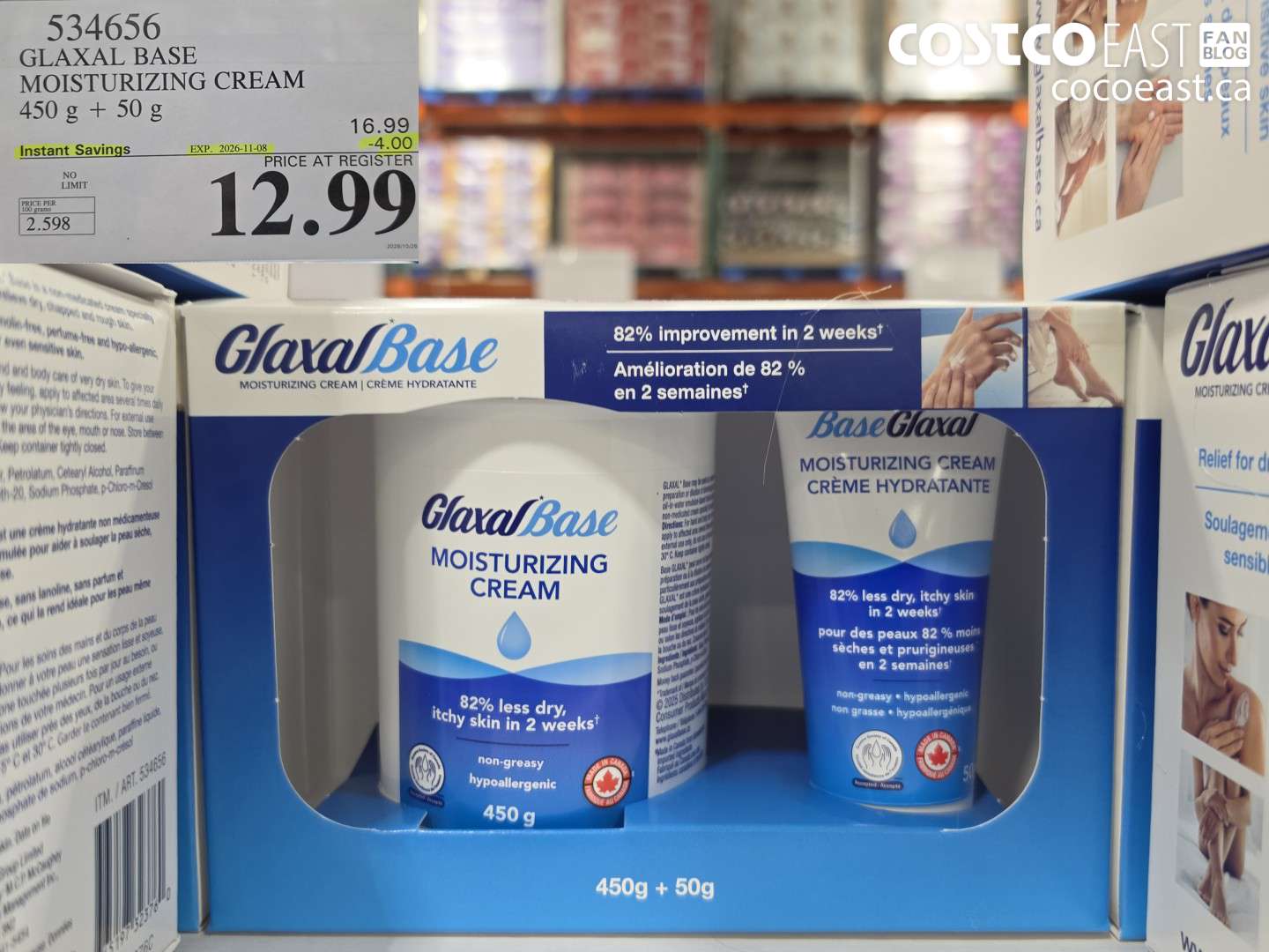 534656 GLAXAL BASE MOISTURIZING CREAM 450 G + 50 G ($4.00 INSTANT SAVINGS EXPIRES ON 2026-11-08) $12.99