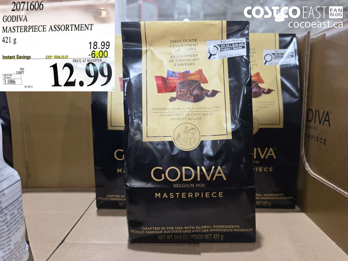 2071606 GODIVA MASTERPIECE ASSORTMENT 421 G ($6.00 INSTANT SAVINGS EXPIRES ON 2026-10-25) $12.99