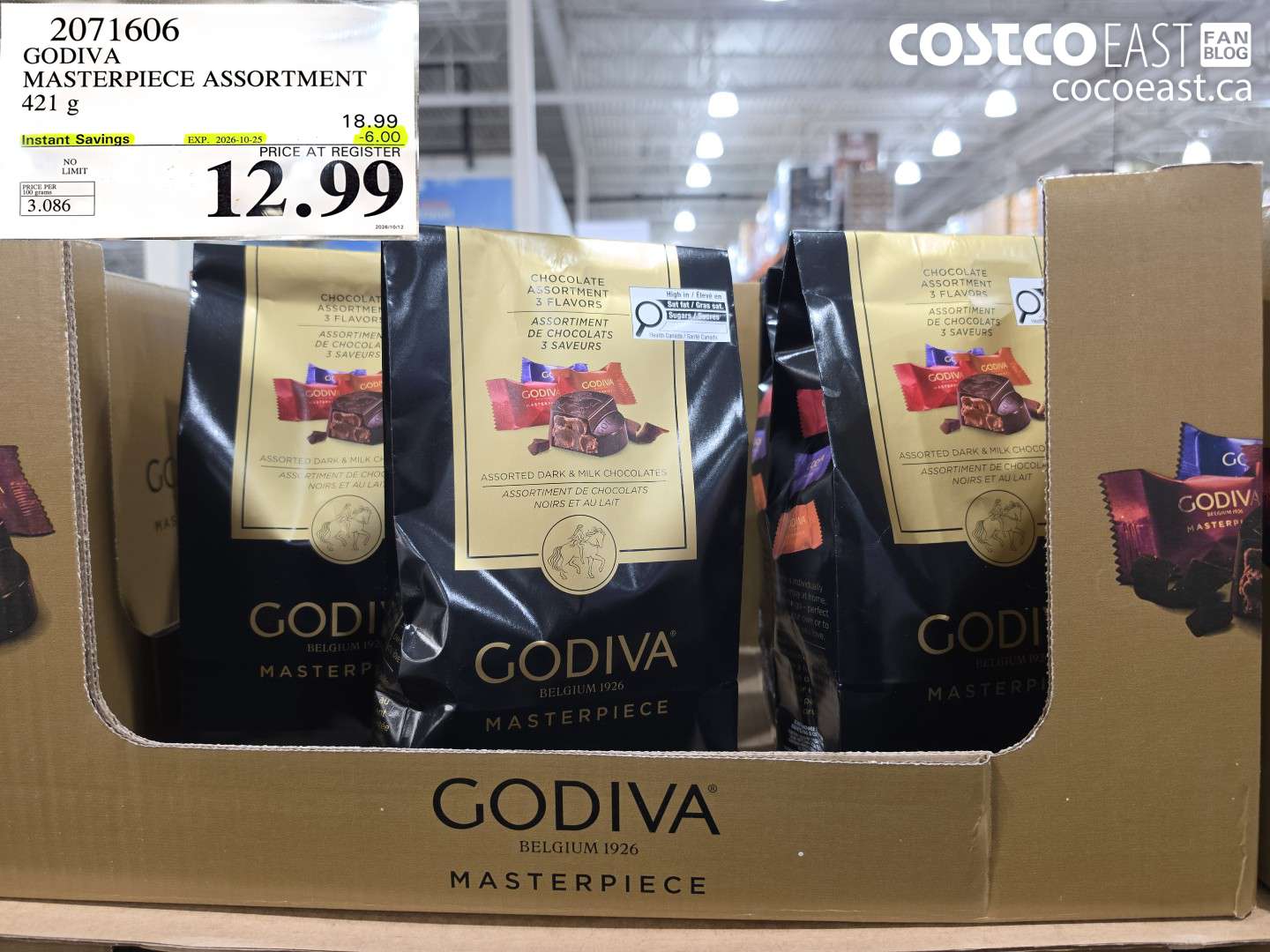 2071606 GODIVA MASTERPIECE ASSORTMENT 421 G ($6.00 INSTANT SAVINGS EXPIRES ON 2026-10-25) $12.99
