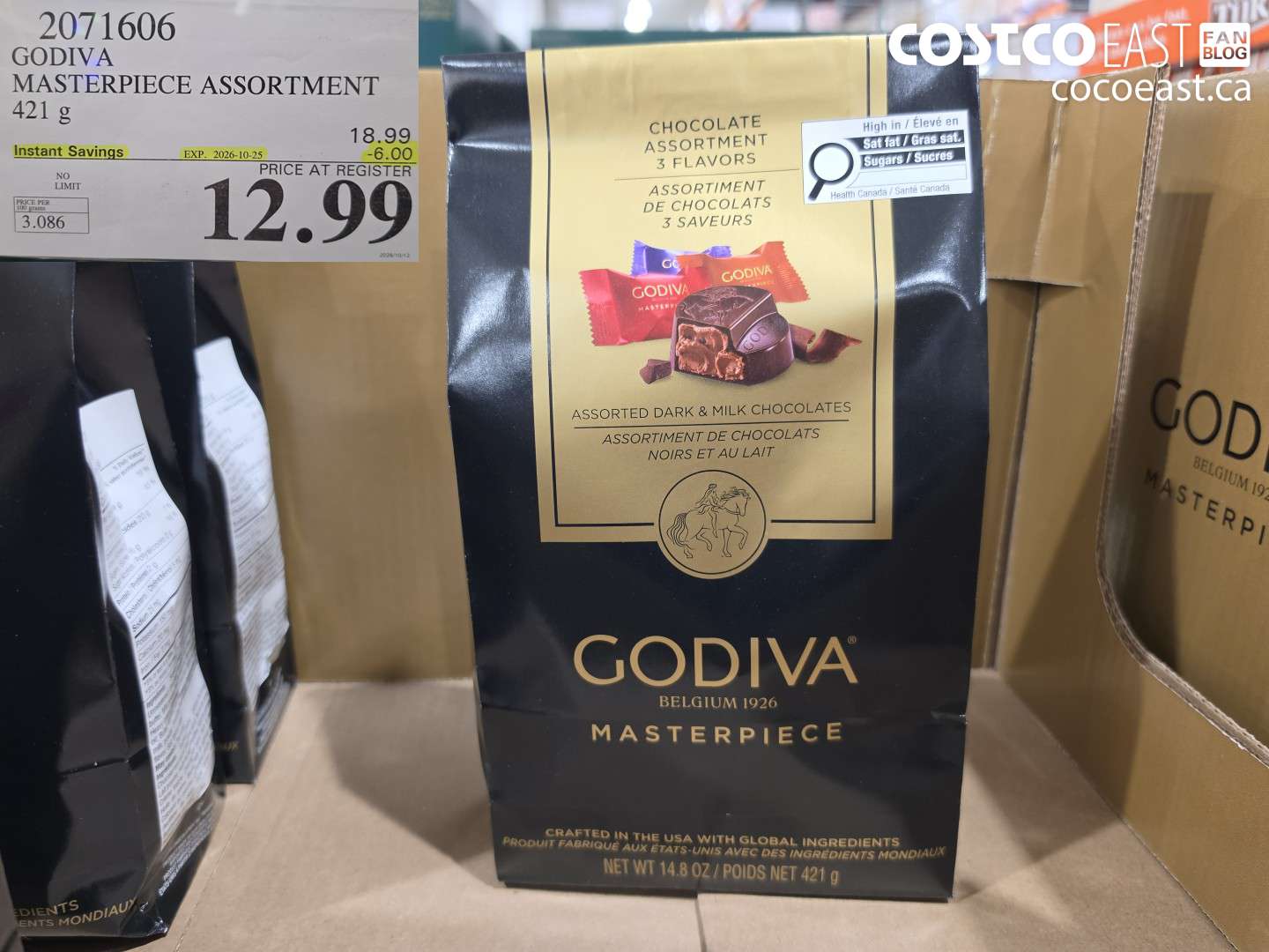 2071606 GODIVA MASTERPIECE ASSORTMENT 421 G ($6.00 INSTANT SAVINGS EXPIRES ON 2026-10-25) $12.99