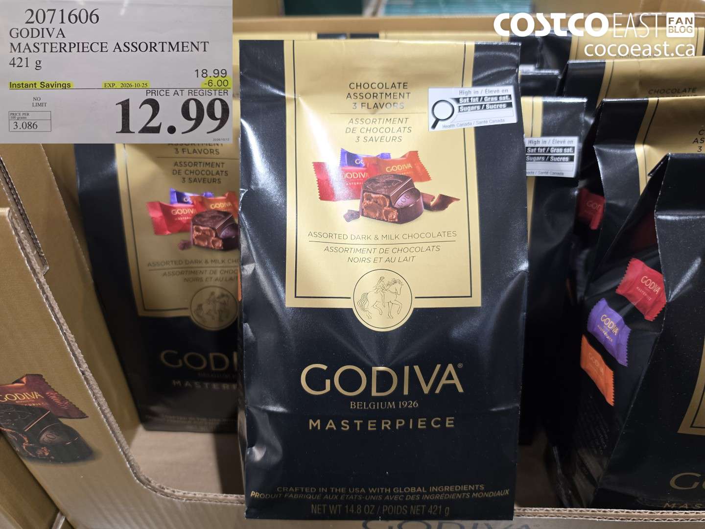 2071606 GODIVA MASTERPIECE ASSORTMENT 421 G ($6.00 INSTANT SAVINGS EXPIRES ON 2026-10-25) $12.99