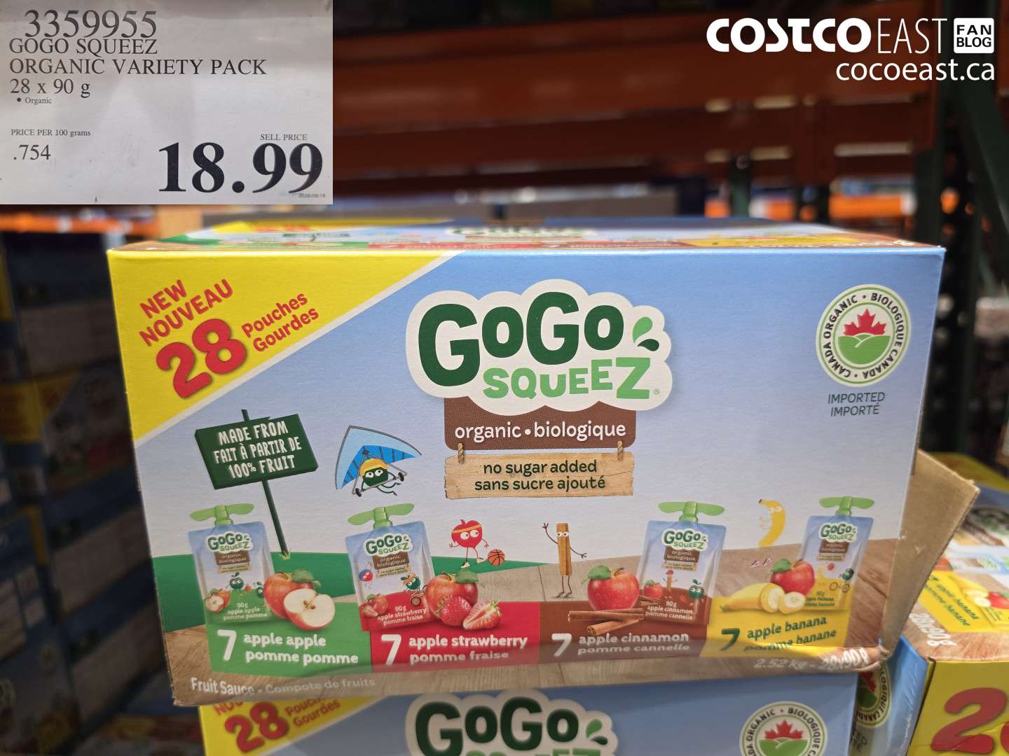 3359955 GOGO SQUEEZ ORGANIC VARIETY PACK 28 X 90 G $18.99