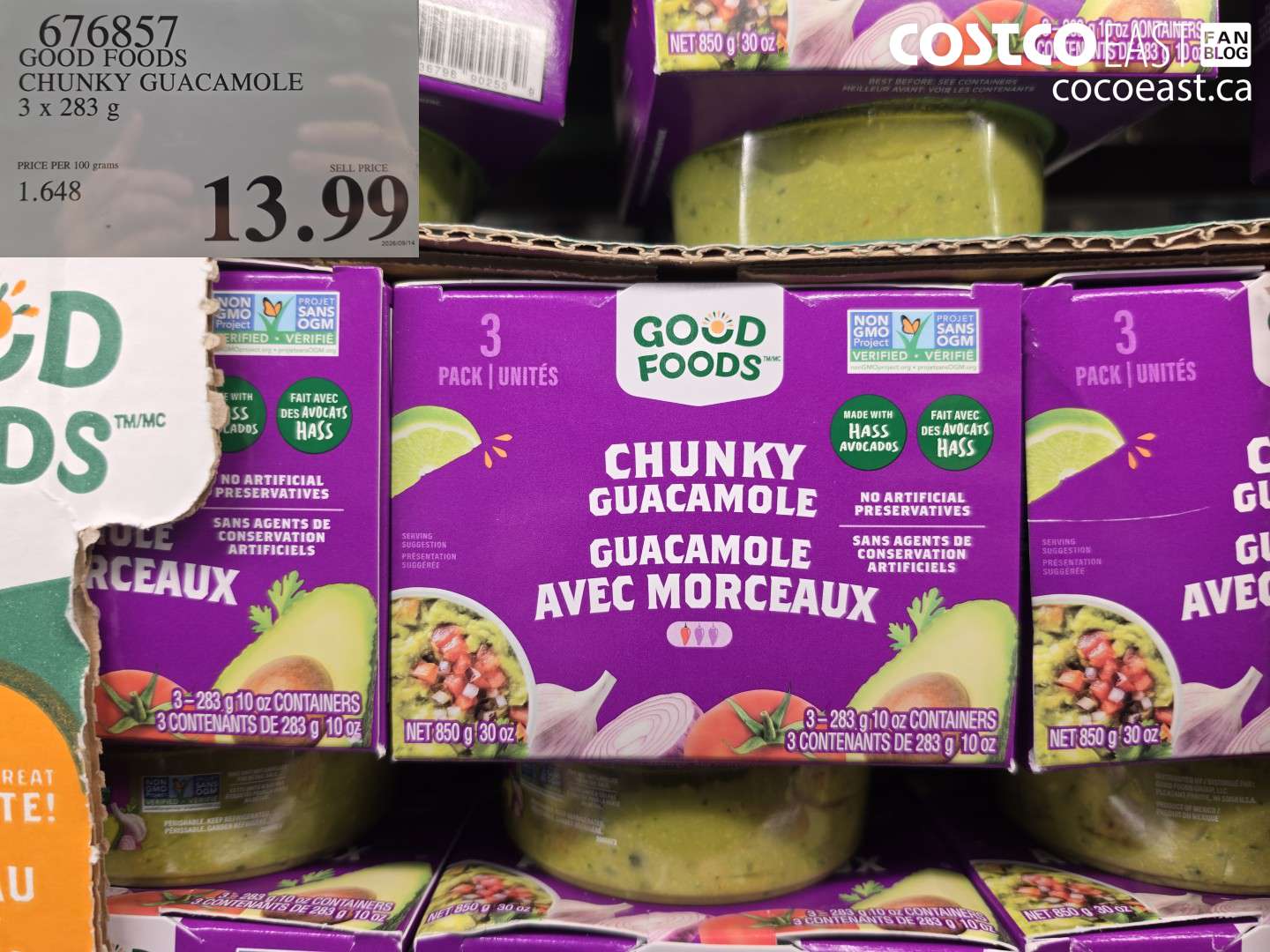 676857 GOOD FOODS CHUNKY GUACAMOLE 3 X 283 G $13.99