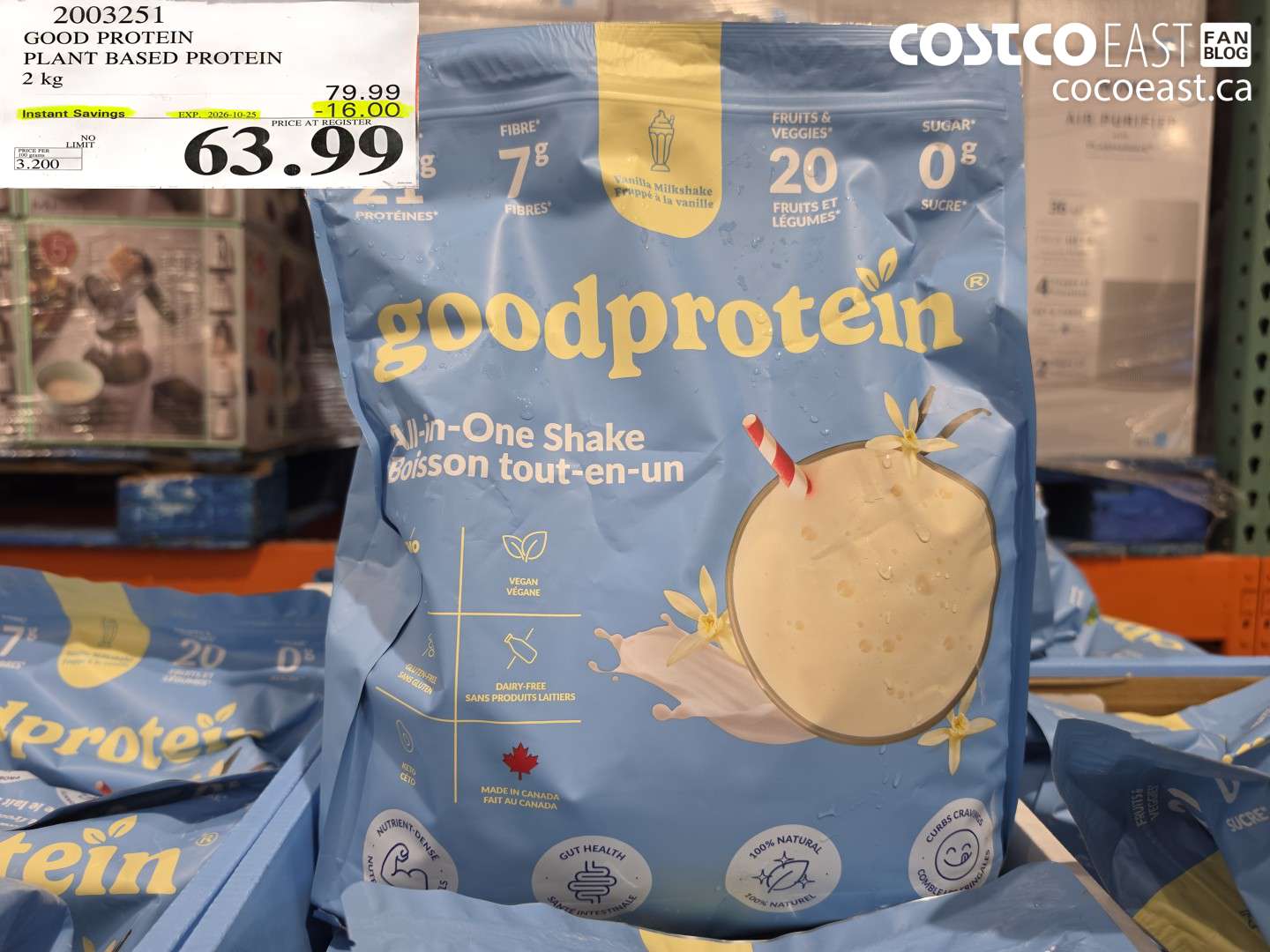 2003251 GOOD PROTEIN PLANT BASED PROTEIN 2 KG ($16.00 INSTANT SAVINGS EXPIRES ON 2026-10-25) $63.99