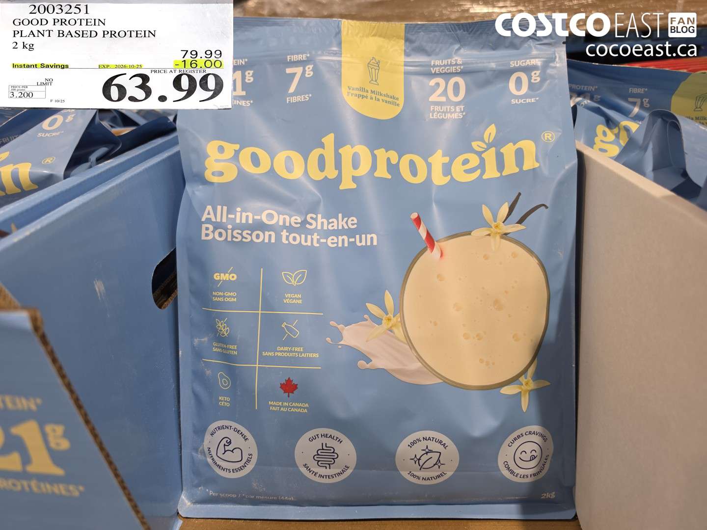 2003251 GOOD PROTEIN PLANT BASED PROTEIN 2 KG ($16.00 INSTANT SAVINGS EXPIRES ON 2026-10-25) $63.99
