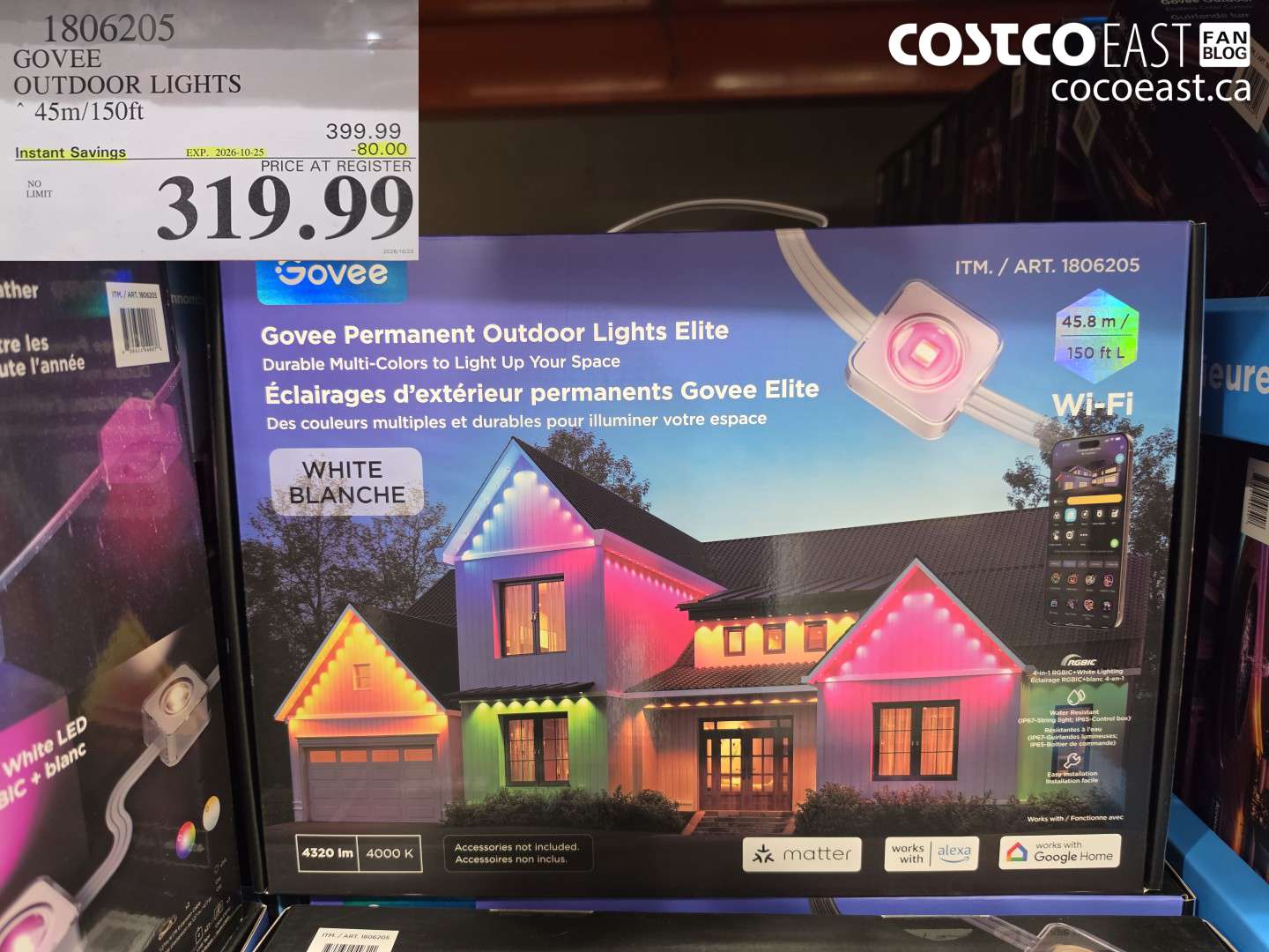 1806205 GOVEE OUTDOOR LIGHTS 45M/150FT ($80.00 INSTANT SAVINGS EXPIRES ON 2026-10-25) $319.99