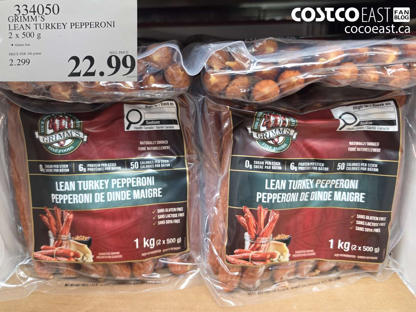 334050 GRIMM'S LEAN TURKEY PEPPERONI 2 X 500 G $22.99
