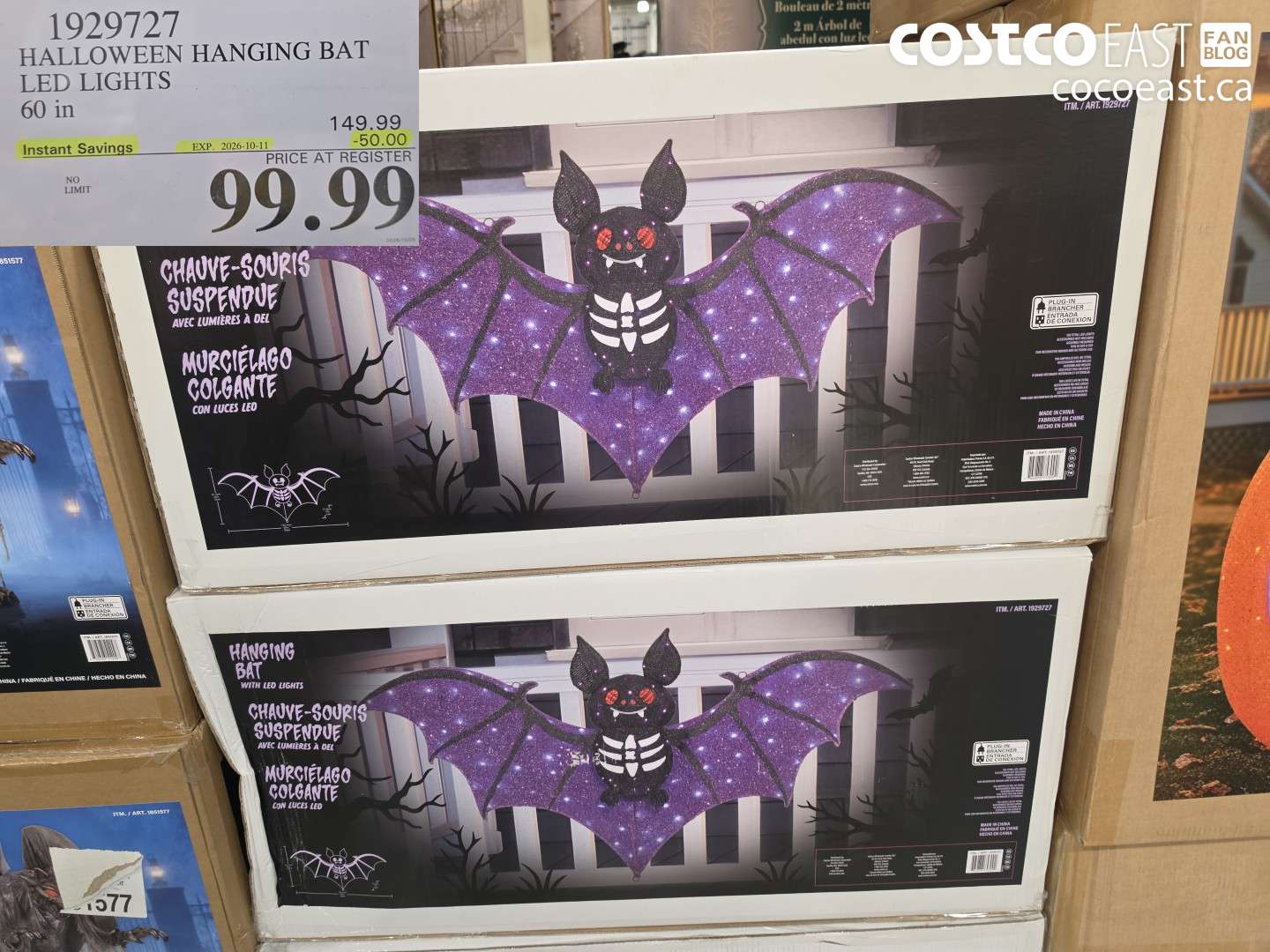 1929727 HALLOWEEN HANGING BAT LED LIGHTS 60 IN ($50.00 INSTANT SAVINGS EXPIRES ON 2026-10-11) $99.99