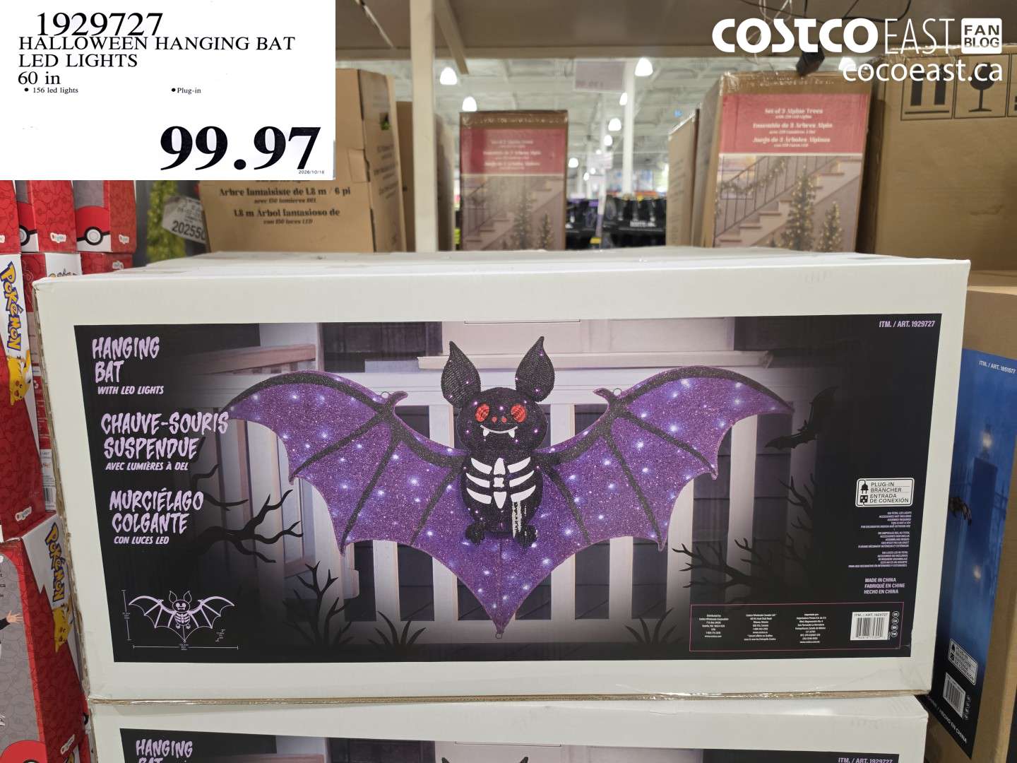1929727 HALLOWEEN HANGING BAT LED LIGHTS 60 IN $99.97