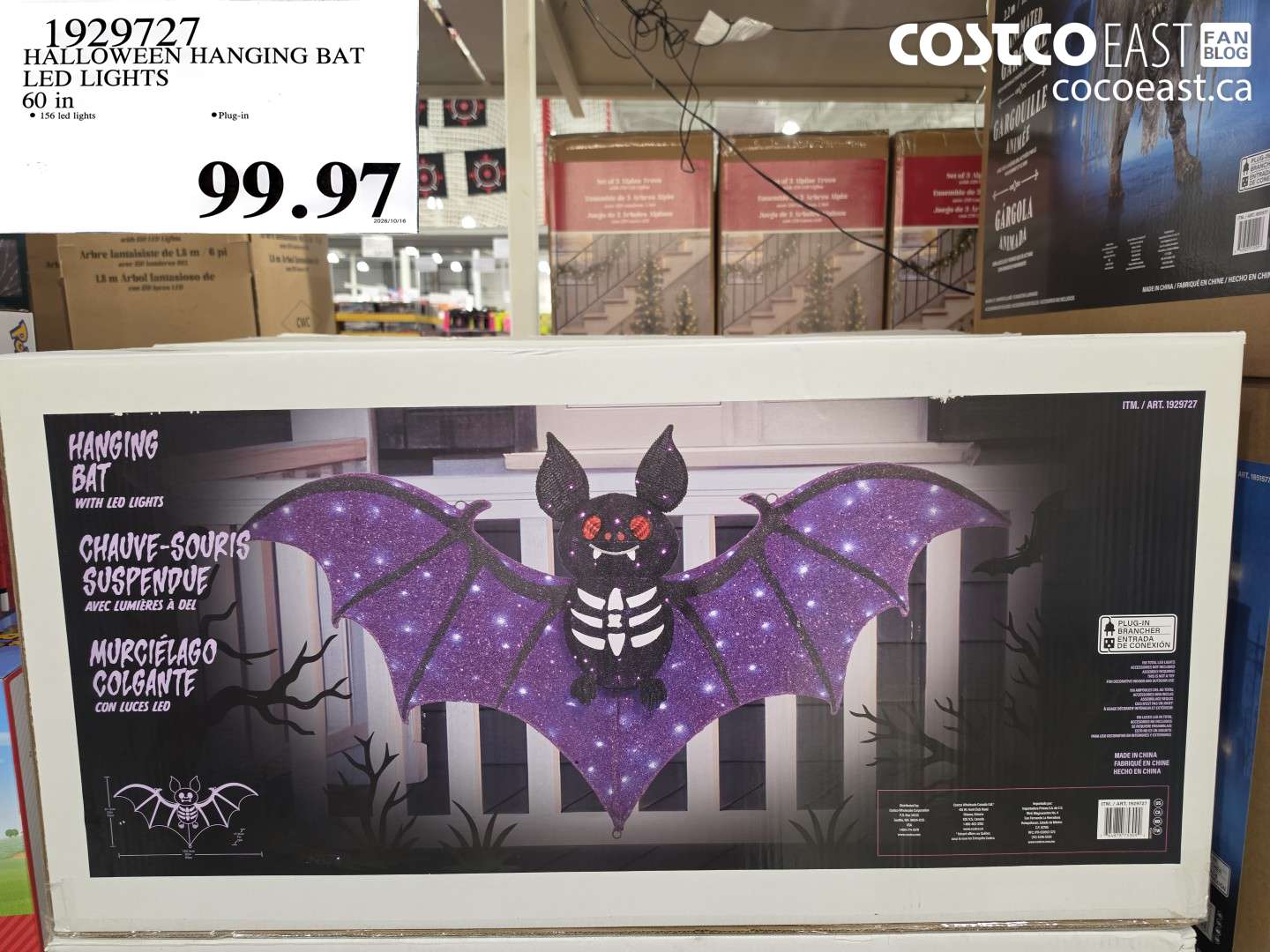 1929727 HALLOWEEN HANGING BAT LED LIGHTS 60 IN $99.97