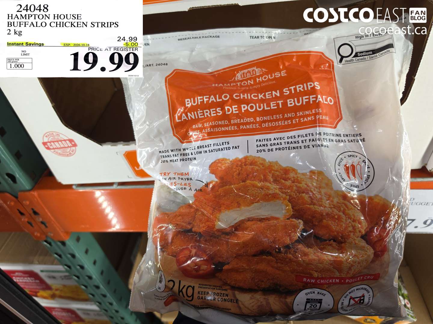 24048 HAMPTON HOUSE BUFFALO CHICKEN STRIPS 2 KG ($5.00 INSTANT SAVINGS EXPIRES ON 2026-10-18) $19.99