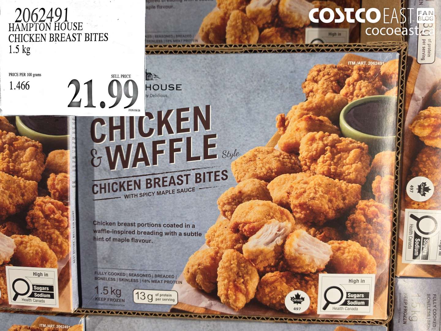 2062491 HAMPTON HOUSE CHICKEN BREAST BITES 1.5 KG $21.99
