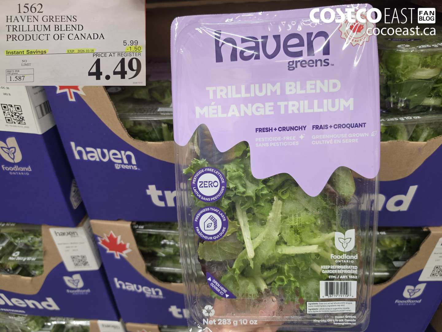 1562 HAVEN GREENS TRILLIUM BLEND PRODUCT OF CANADA ($1.50 INSTANT SAVINGS EXPIRES ON 2026-10-18) $4.49