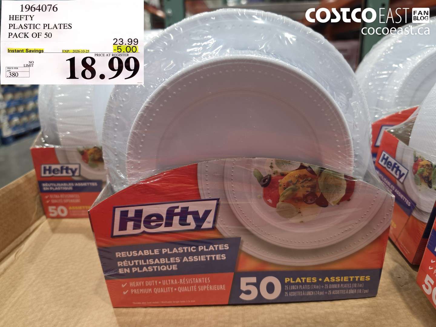 1964076 HEFTY PLASTIC PLATES PACK OF 50 ($5.00 INSTANT SAVINGS EXPIRES ON 2026-10-25) $18.99