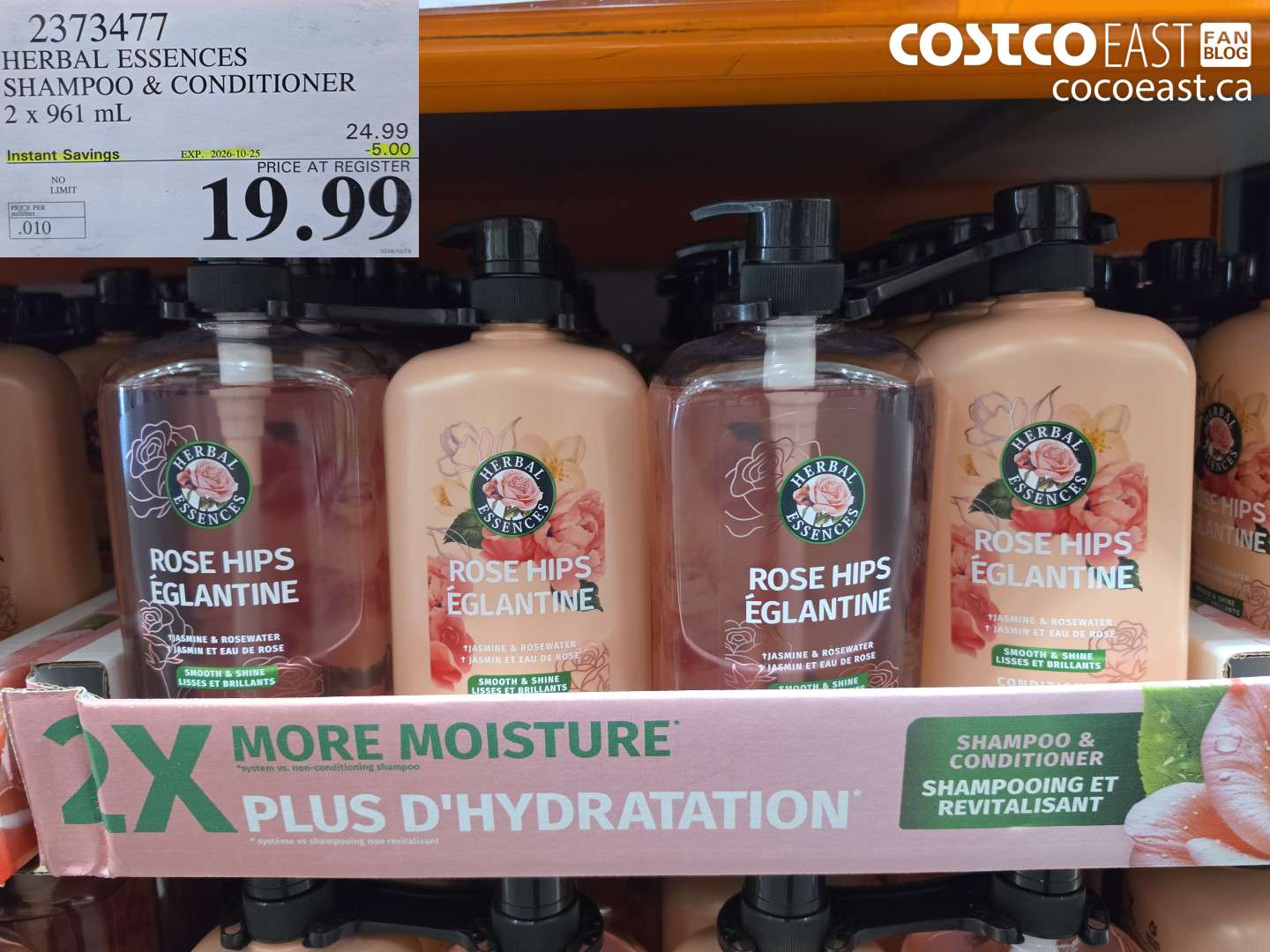 2373477 HERBAL ESSENCES SHAMPOO & CONDITIONER 2 X 961 ML ($5.00 INSTANT SAVINGS EXPIRES ON 2026-10-25) $19.99