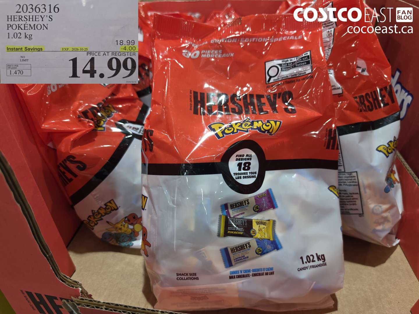 2036316 HERSHEY'S POKÉMON 1.02 KG ($4.00 INSTANT SAVINGS EXPIRES ON 2026-10-25) $14.99