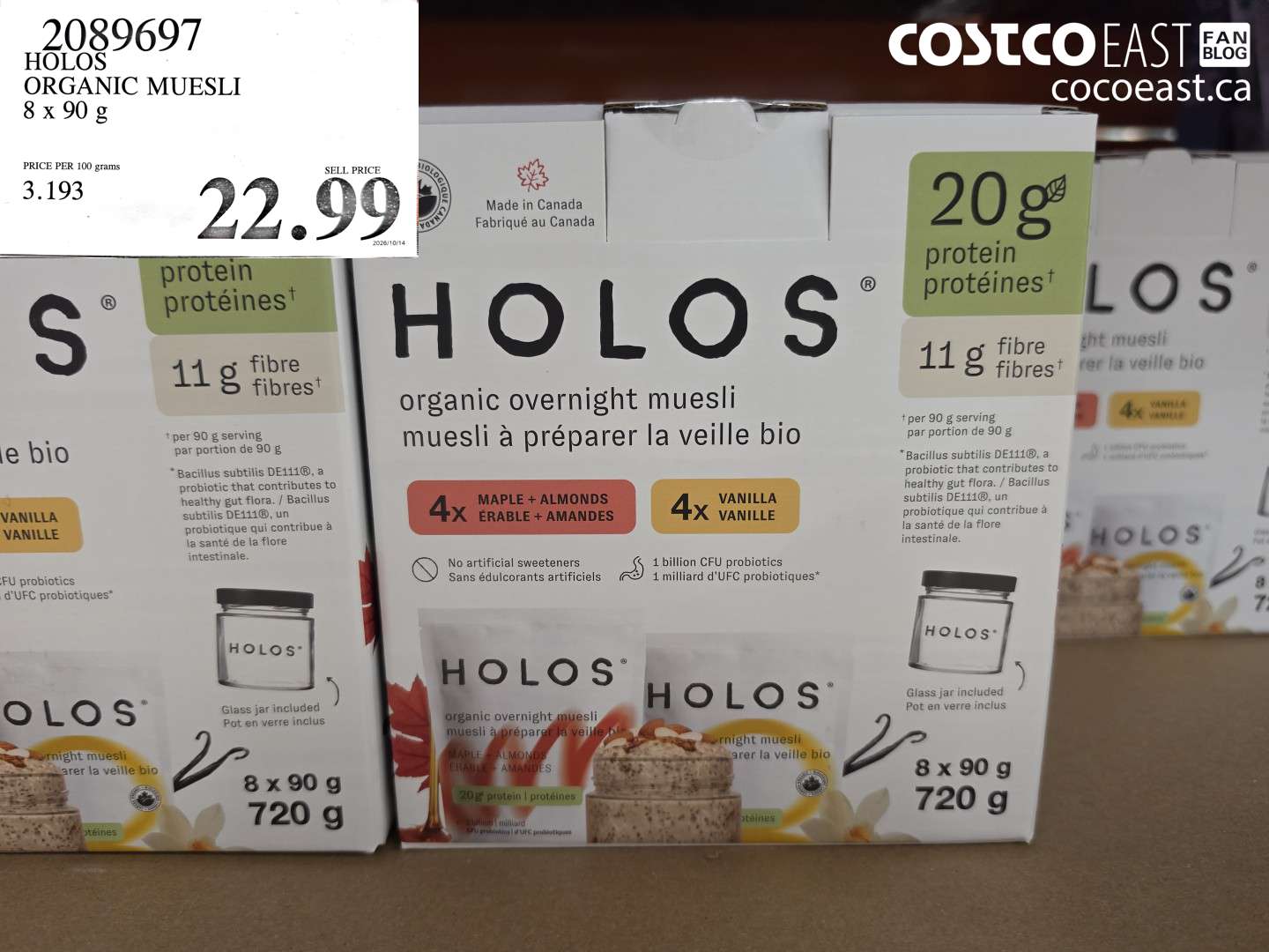 2089697 HOLOS ORGANIC MUESLI 8 X 90 G $22.99
