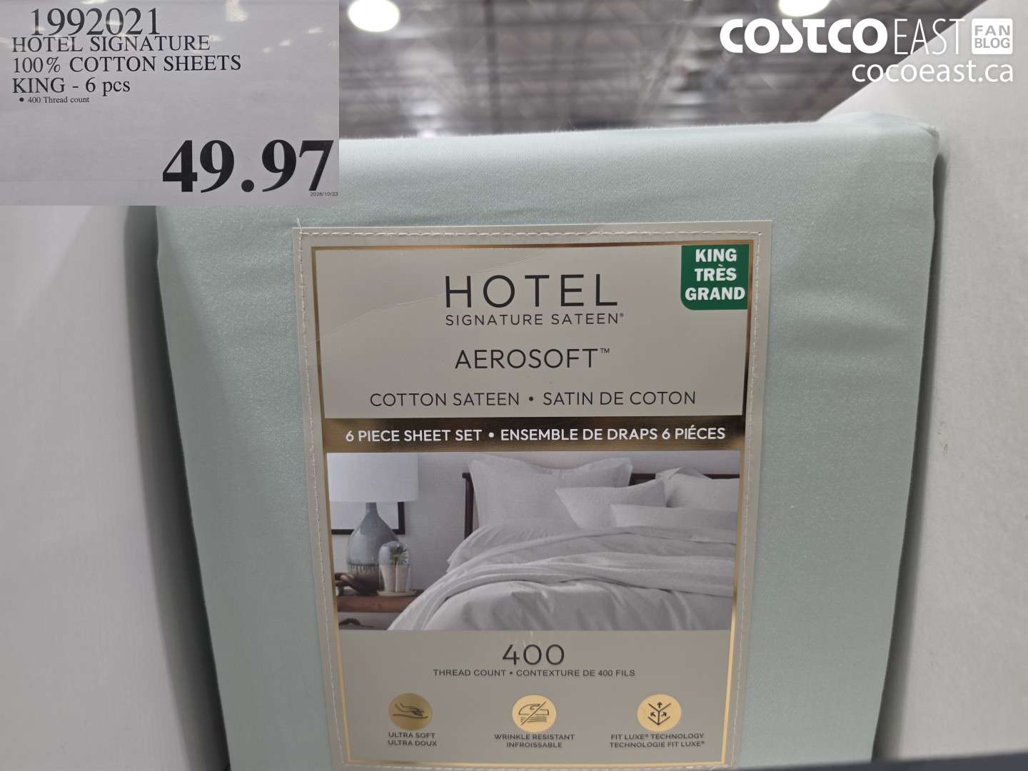 1992021 HOTEL SIGNATURE 100% COTTON SHEETS KING - 6 PCS $49.97