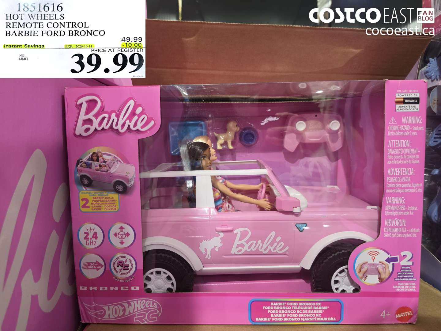 1851616 HOT WHEELS REMOTE CONTROL BARBIE FORD BRONCO ($10.00 INSTANT SAVINGS EXPIRES ON 2026-10-11) $39.99