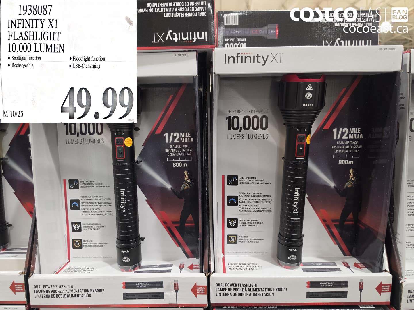 1938087 INFINITY X1 FLASHLIGHT 10,000 LUMEN $49.99