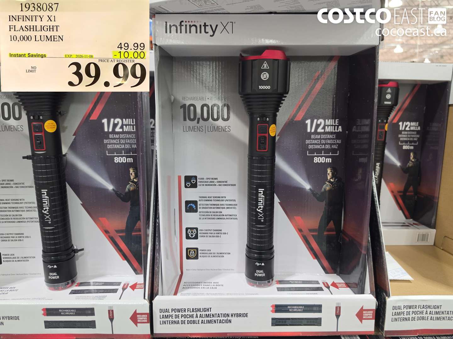 1938087 INFINITY X1 FLASHLIGHT 10,000 LUMEN ($10.00 INSTANT SAVINGS EXPIRES ON 2026-11-08) $39.99