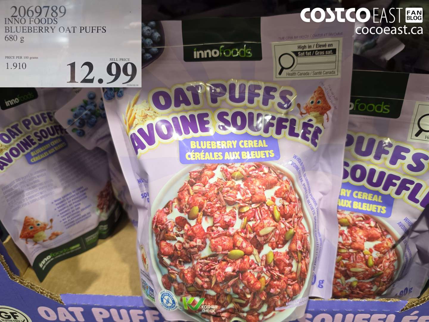 2069789 INNO FOODS BLUEBERRY OAT PUFFS 680 G $12.99
